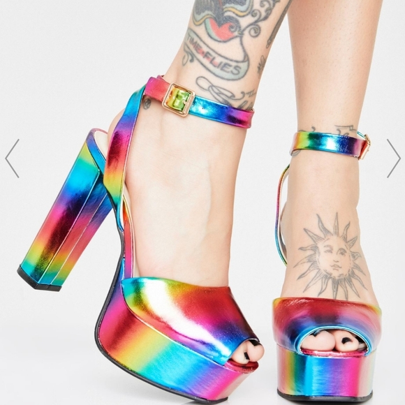 Pride Rainbow holographic platform heels🌈 - Picture 2 of 7